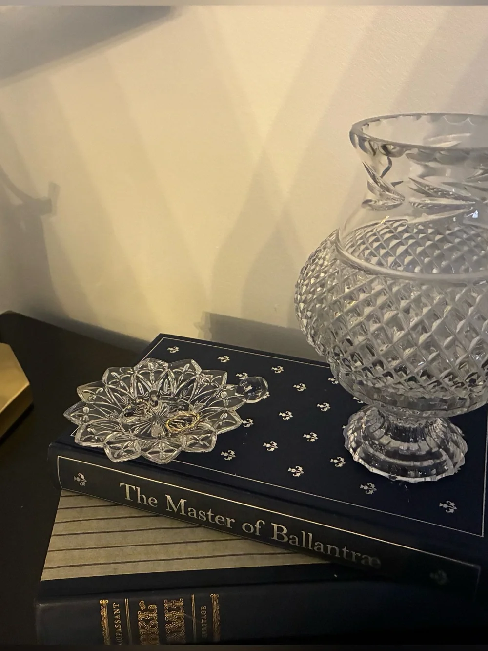 Vintage Federal Glass Petal Chime Candle Holder | Soap Dish Vanity Decor Floral